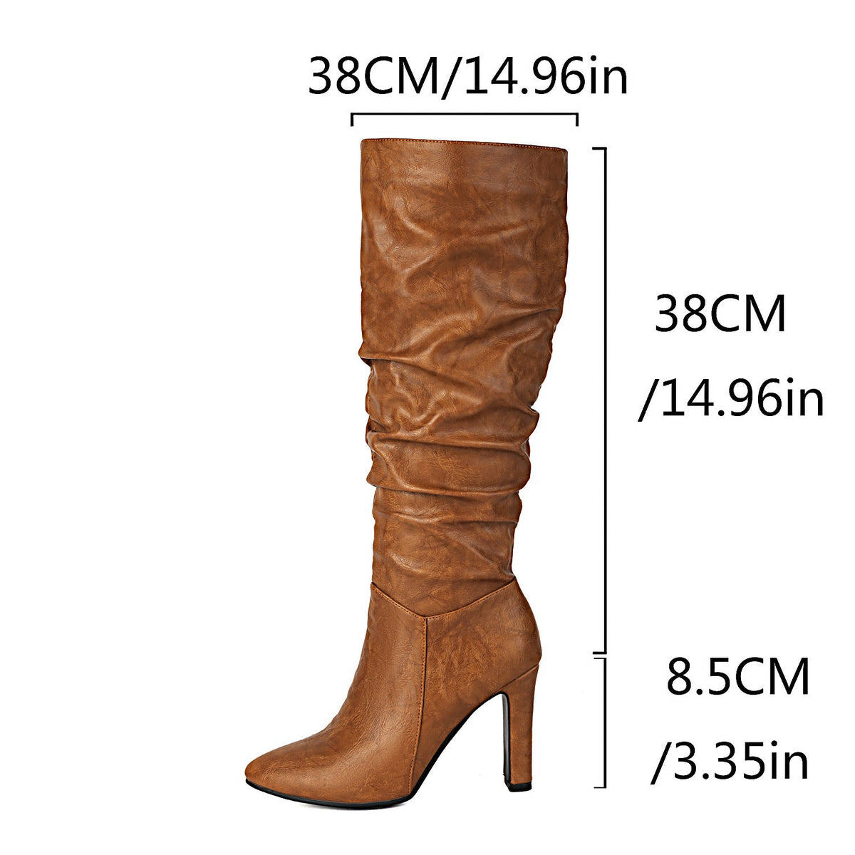 Solid-color Pleated High-top Womens Boots