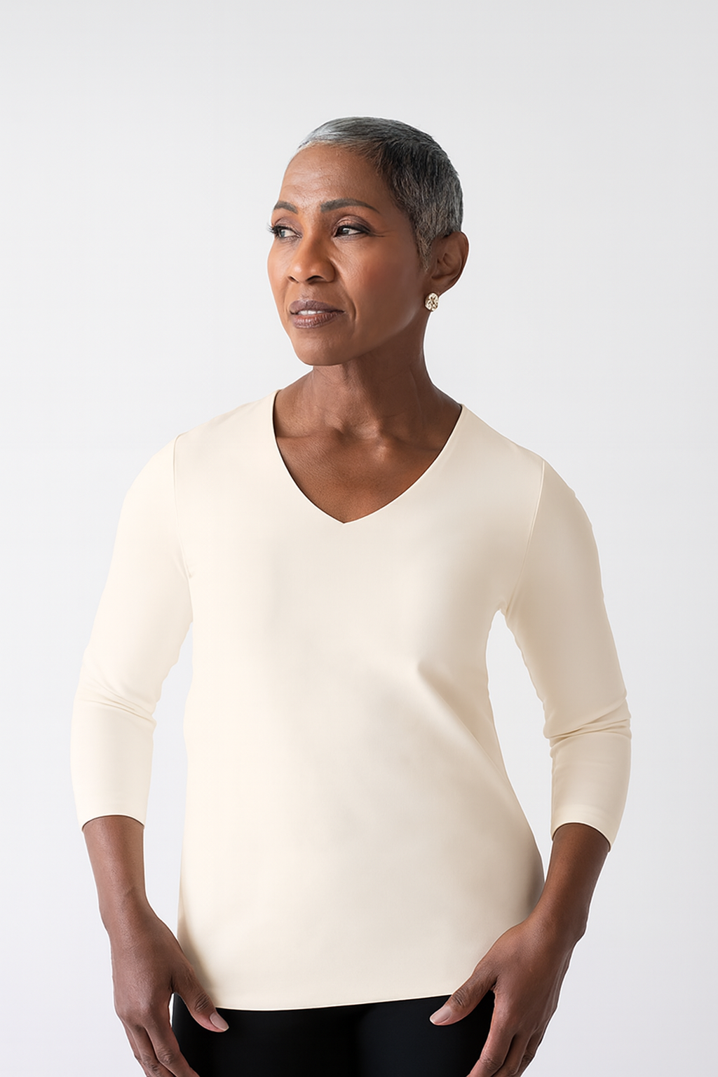 Karen 3/4 Sleeve V-Neck Top (Relaxed Fit) Basics