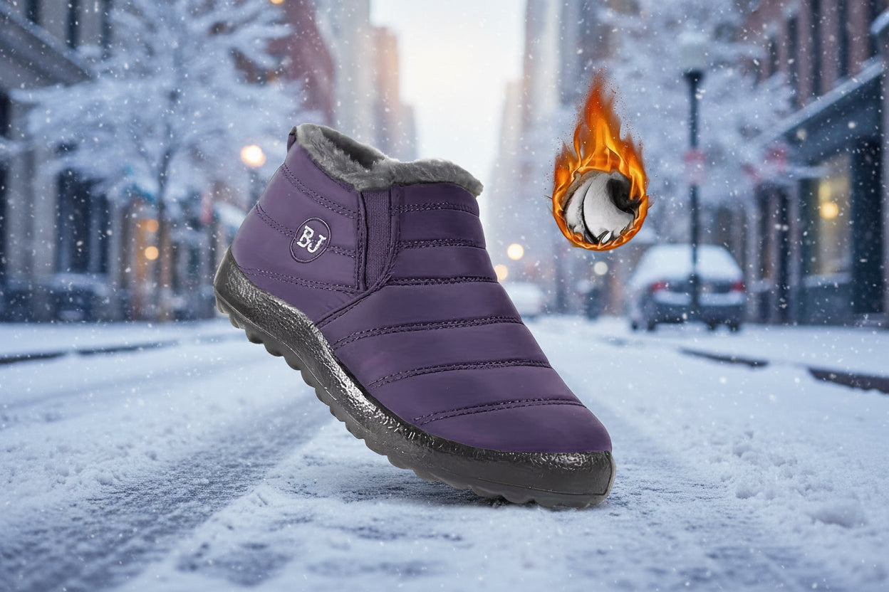 Botas de algodón cálidas y ligeras con acolchado para mujer – Botines de invierno antideslizantes para exteriores