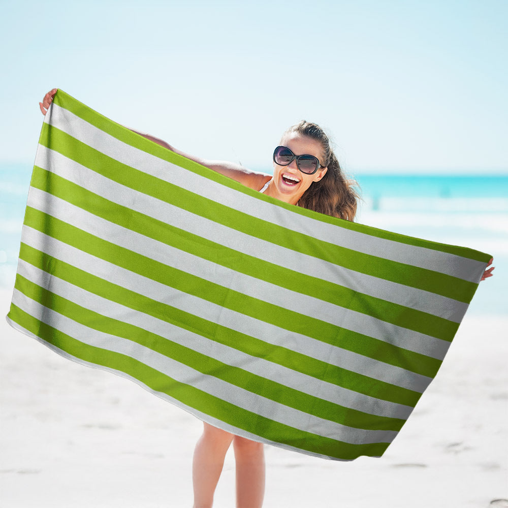 Striped Quick-drying Bath Towel Double-sided Velvet Beach Sports Hood