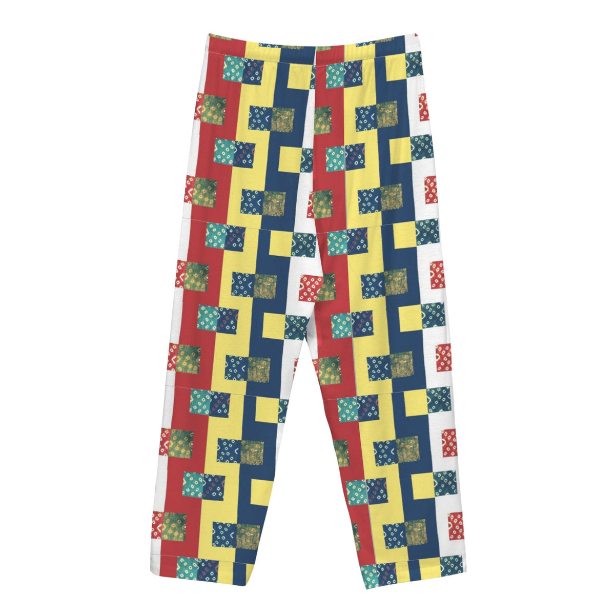 Quilt Block Pattern Women's Drawstring Lounge Pants Without Pockets (Model L84)