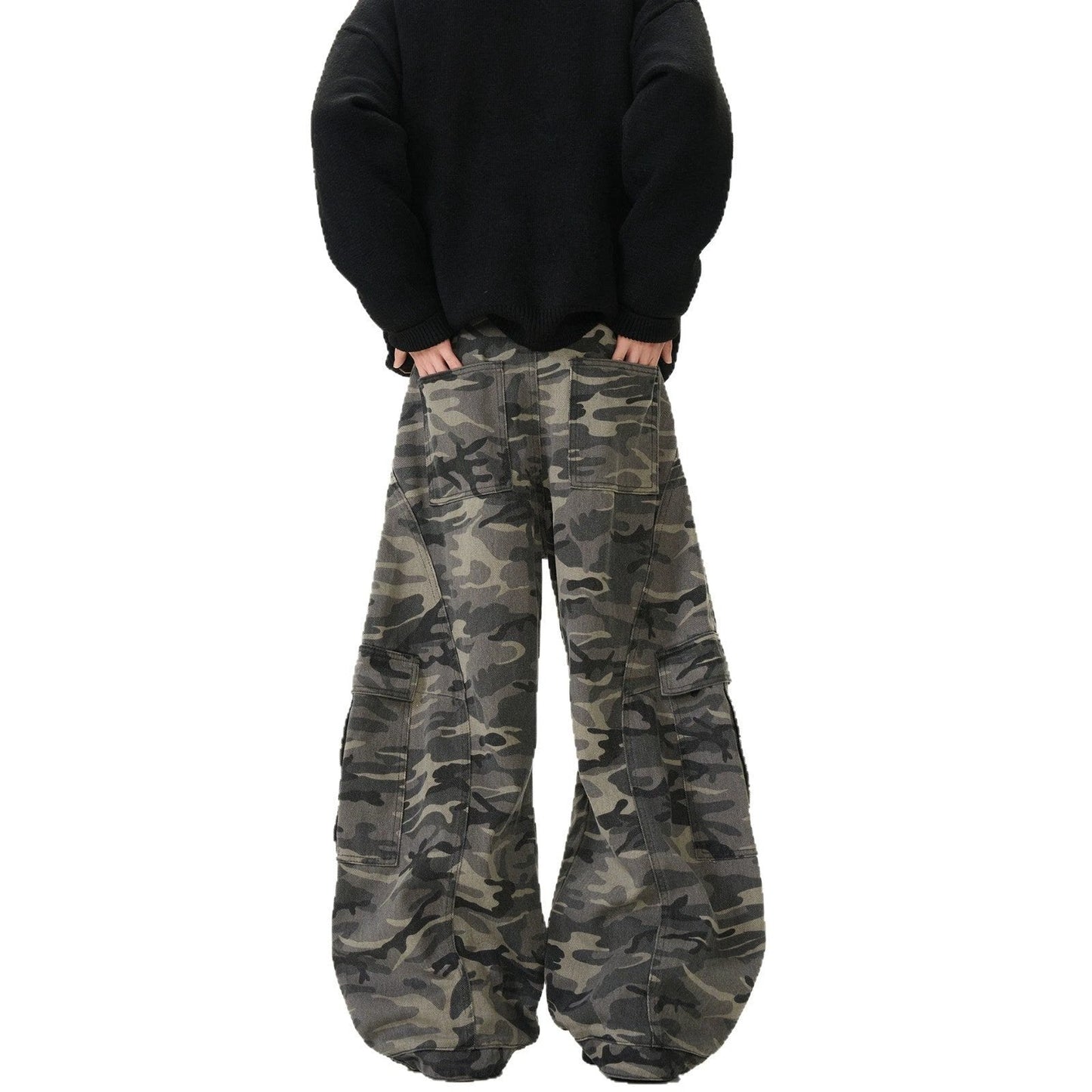 Men's Camouflage Loose Casual Retro Machete Jeans