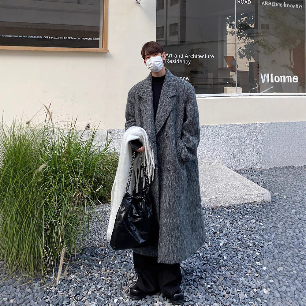 Men's Mid-length Seersucker Trench Coat