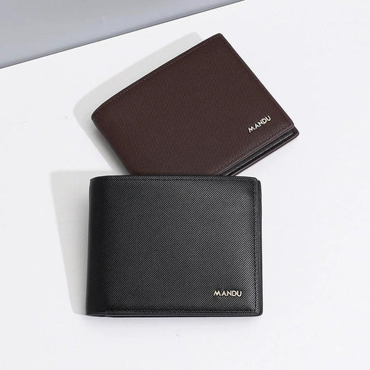 Men's PU Twill Short Anti-theft Swiping Multifunctional Wallet For Men