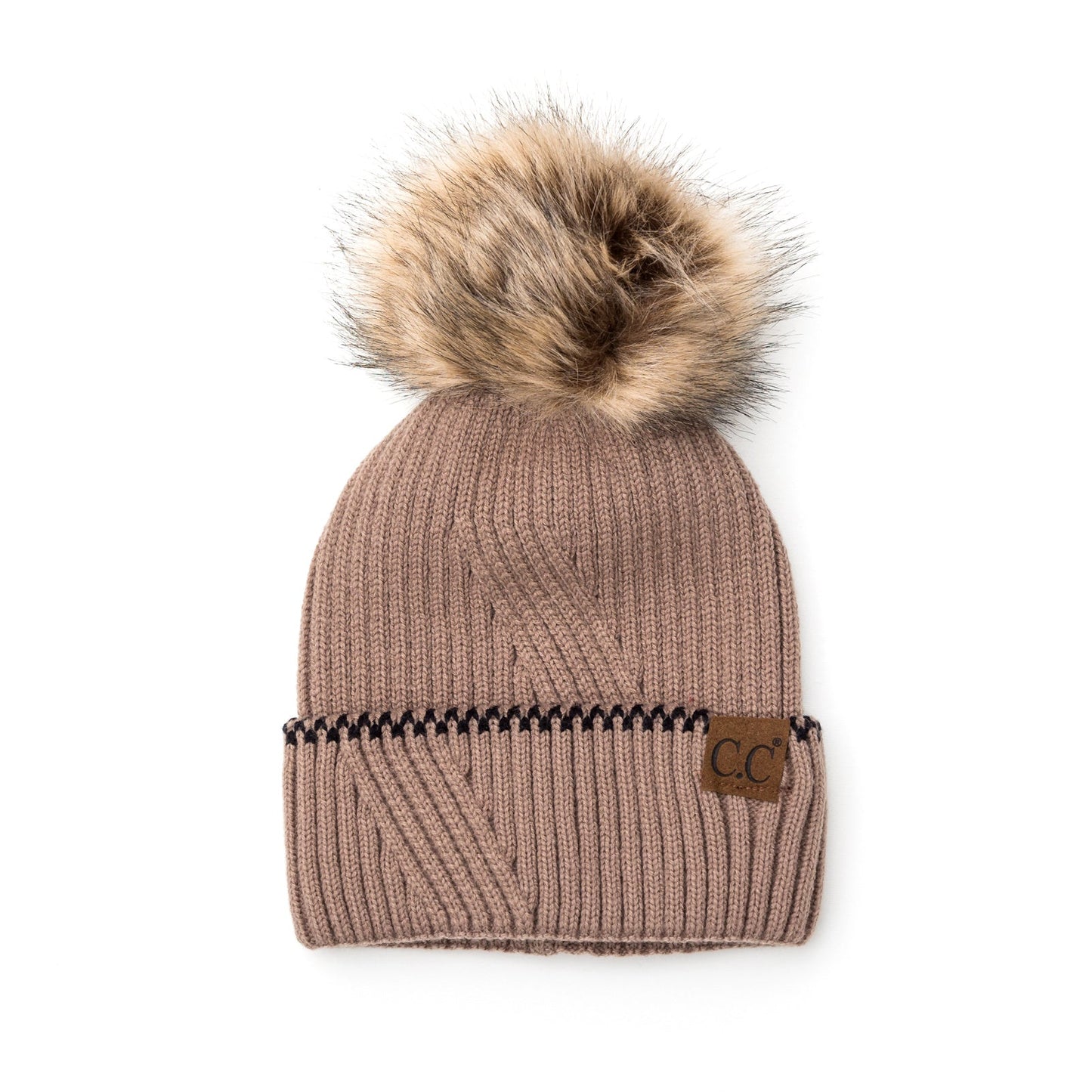 Gorro con pompón y puño de acento C.C®