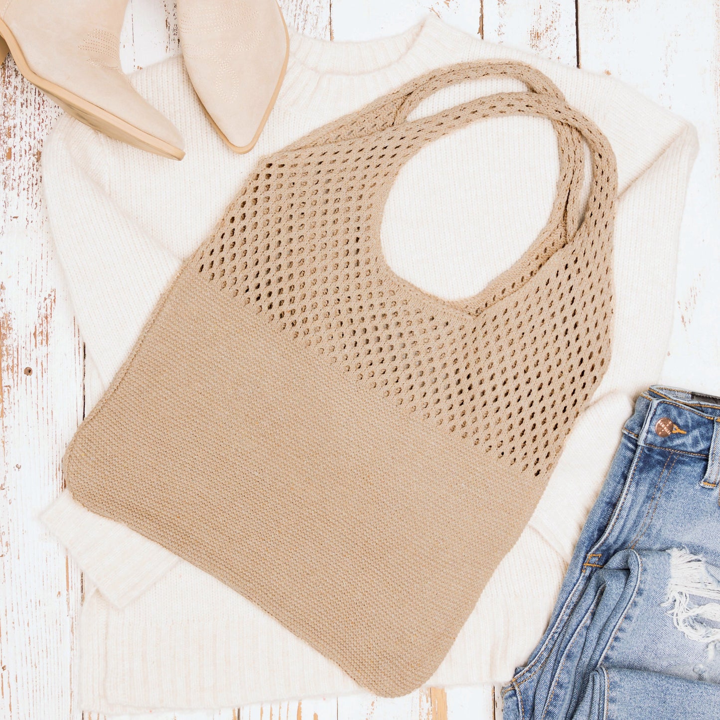 Bolso hobo de hombro de punto suave