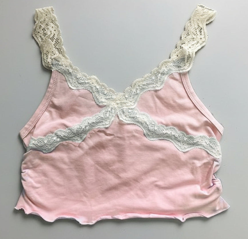 Tweenstyle by Stoopher - Lace Trimmed Lounge Tank - Pink