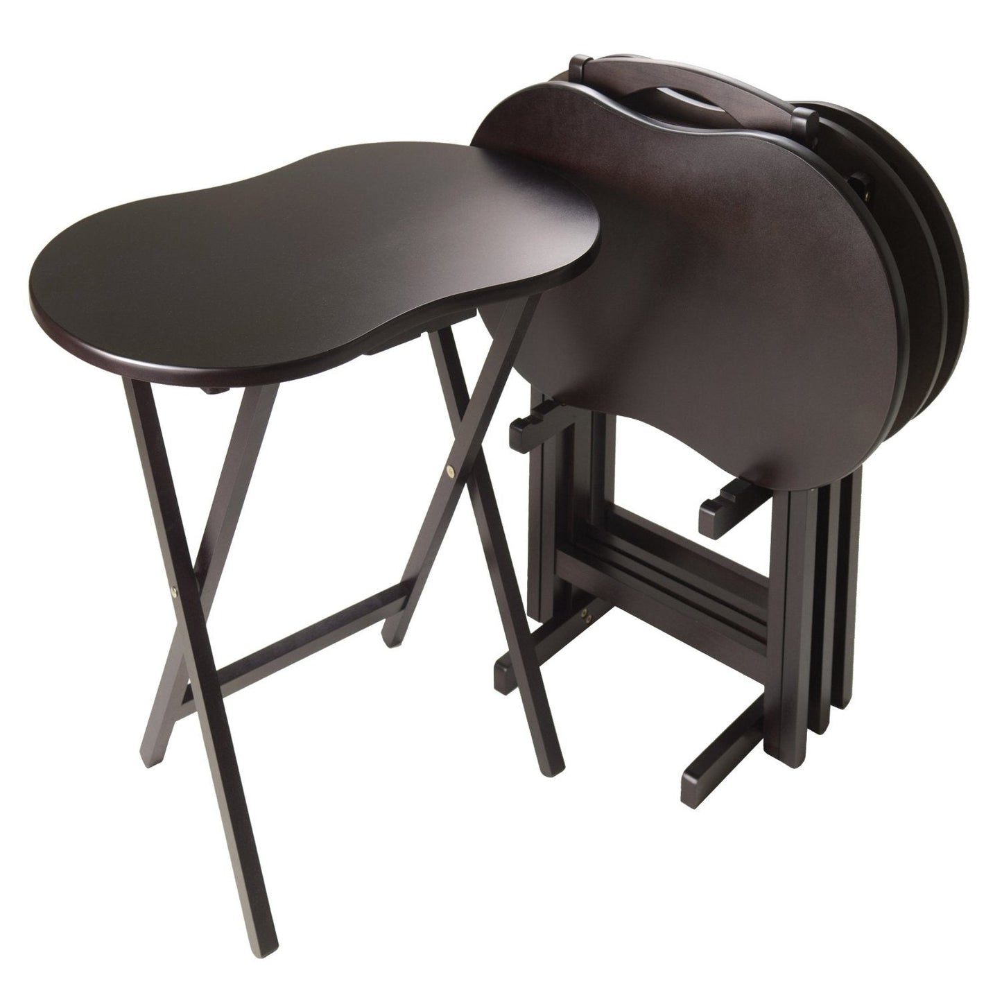 Juego de mesa para TV de 5 piezas con acabado espresso y tapa en forma de cacahuete