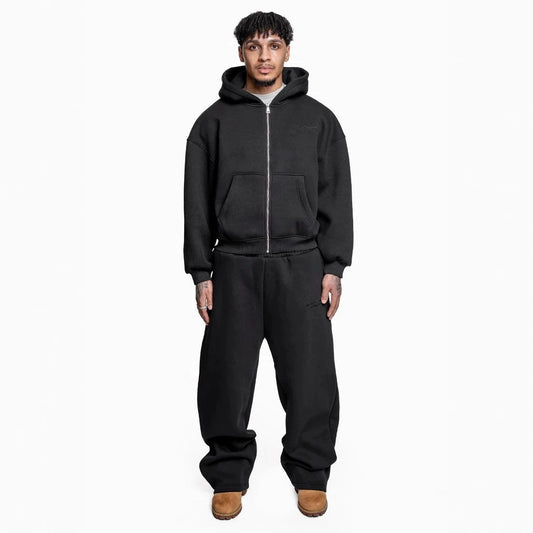 Street Fashion All-match Sweater Loose Straight Pants Set