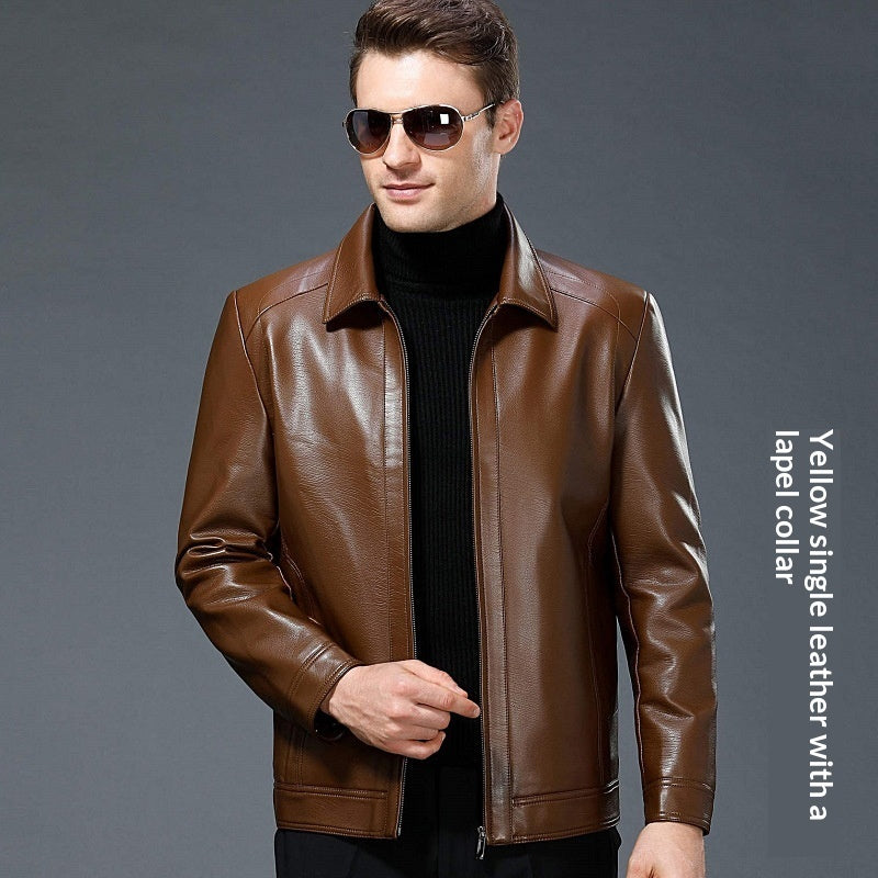 Middle-Aged And Elderly Men's Leather Jackets