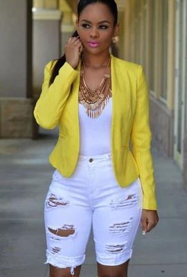Fashion High Waist Ripped Denim Shorts For Women
