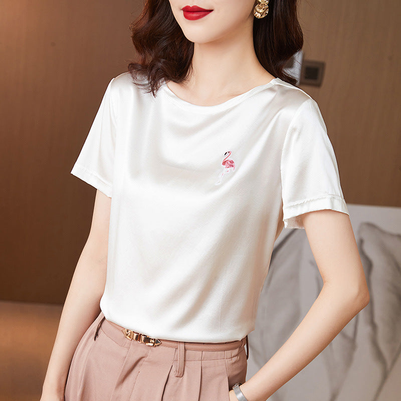Flamingo Short Sleeve Crop Top Casual T-Shirt