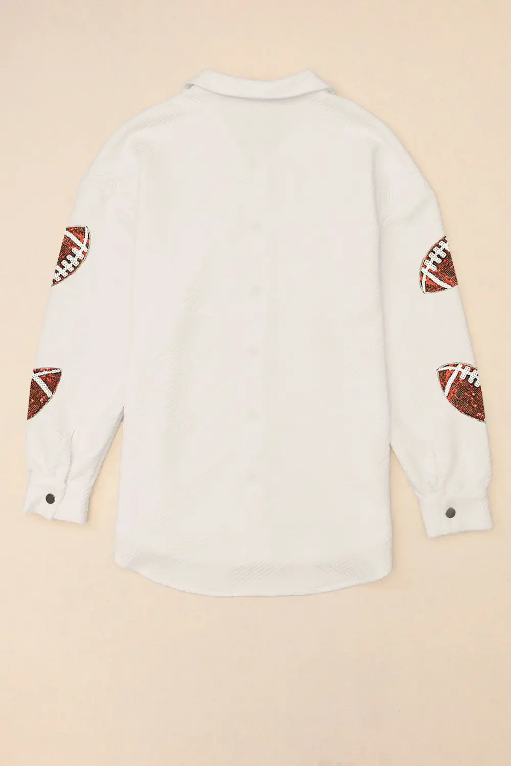 Chaqueta con cuello y broches, y parches de fútbol de lentejuelas