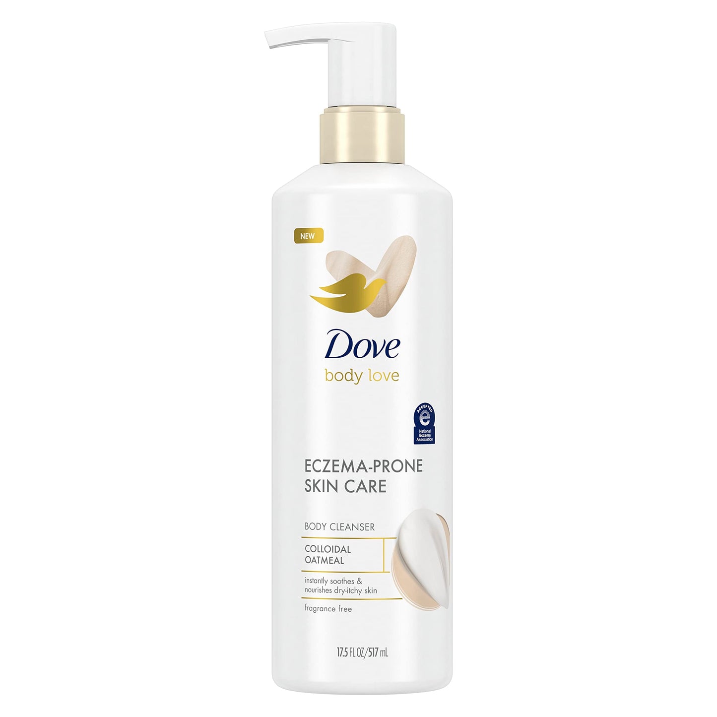 Dove Body Love Cleanser Eczema-Prone Skin Care Fragrance Free Body Wash Colloidal Oatmeal Instantly Soothes & Nourishes Dry-Itchy Skin 17.5 FO