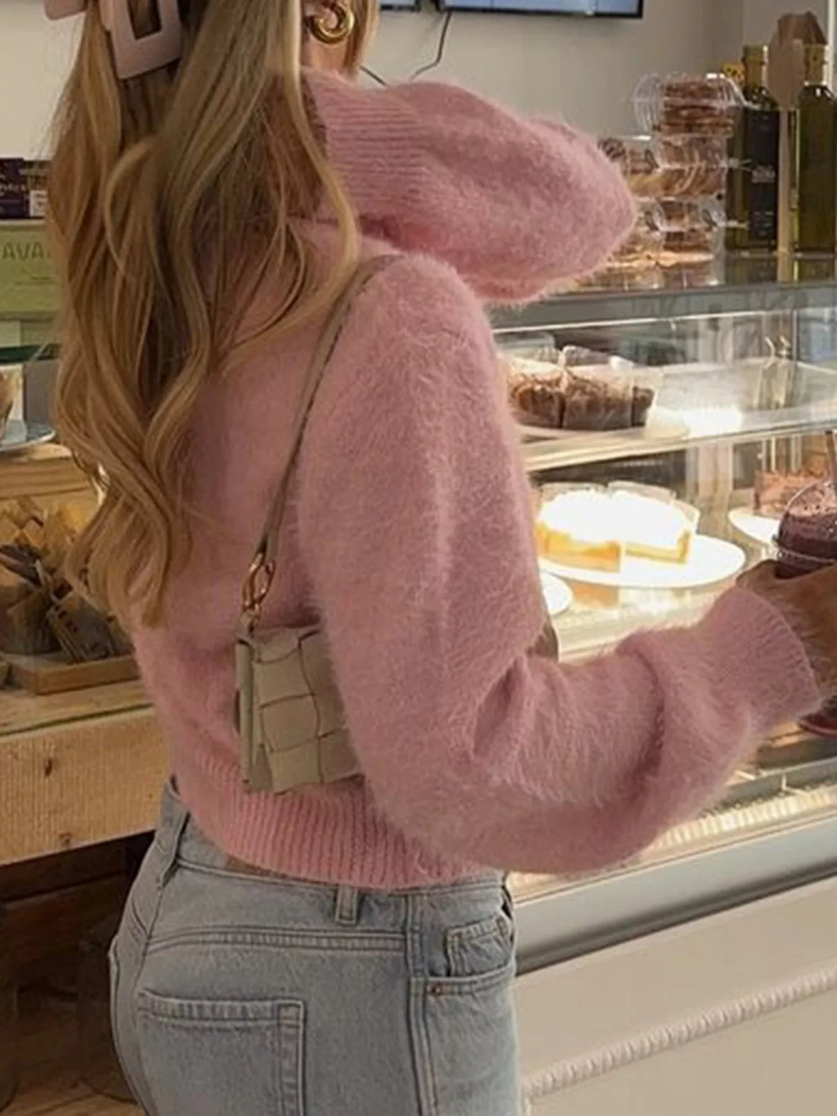 Fluffy Knit Button-Down Cardigan