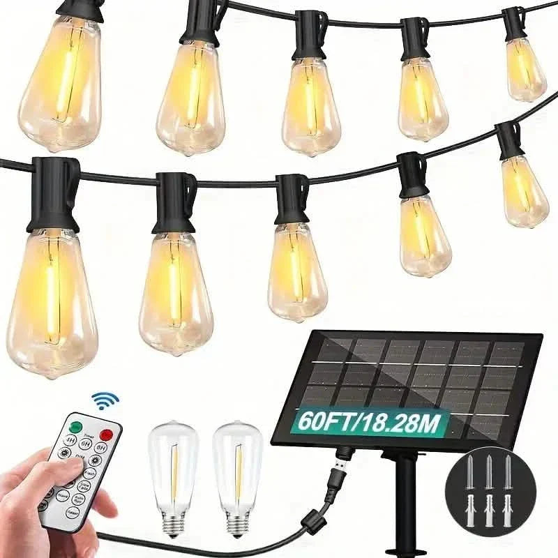 60FT Solar String Lights With USB Port & Remote Control
