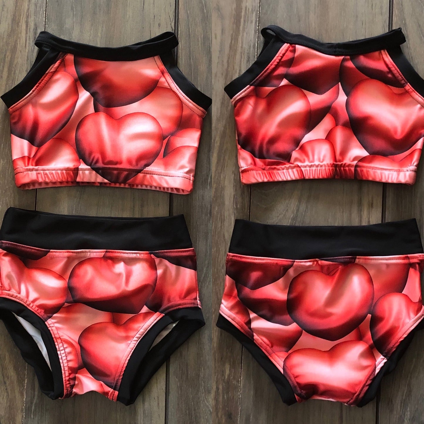 Corazones burbuja rojos, set de 2 piezas