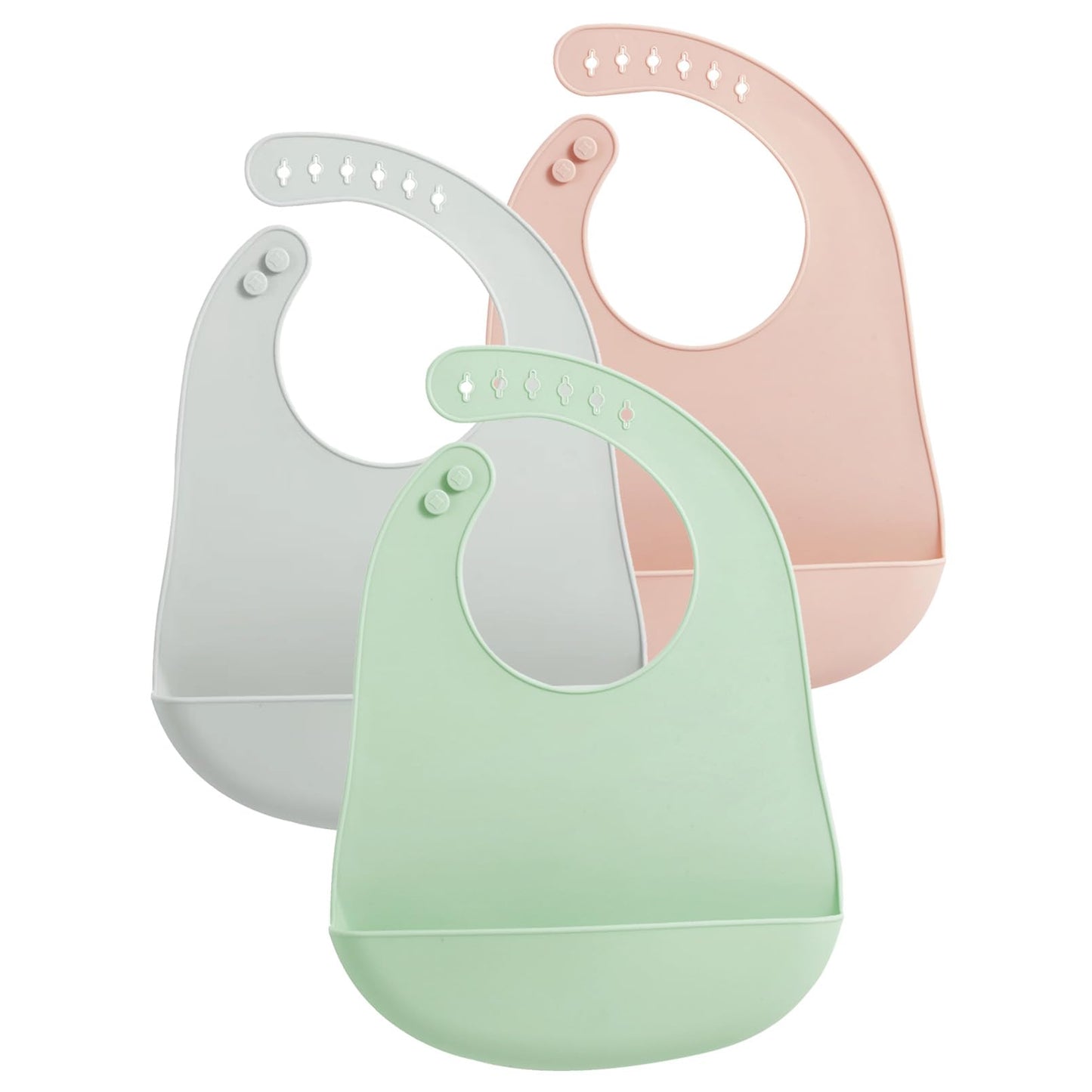 PandaEar 3 Pack Baby Bibs for Eating with Food Catcher Waterproof Silicone Bibs for Babies Toddlers Boys Girls Adjustable Baby Food Feeding Bibs BPA Free