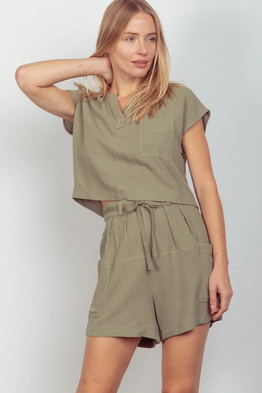 Trendsi Crop Top & Shorts Set Women's Casual Outfit Comfy Coordinated Ensemble