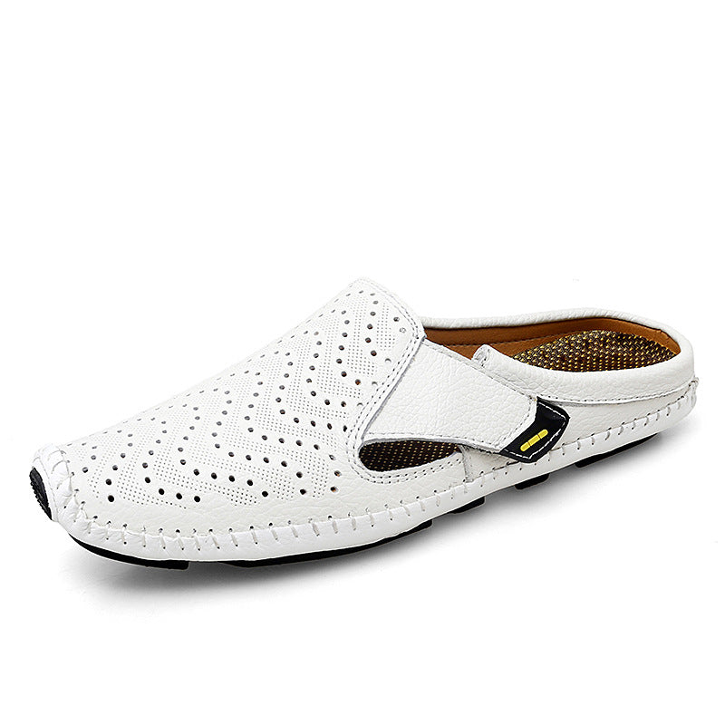 Muller Hole Low-top Cowhide Slip-on Sneakers