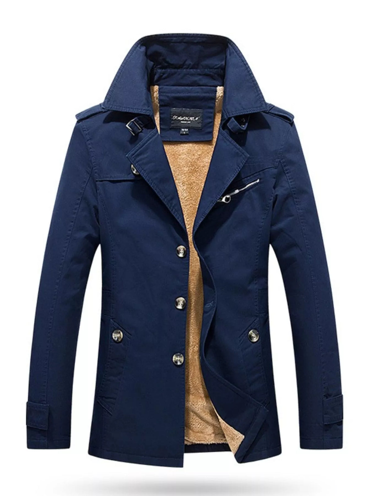 Men's Plus Size Button Up Long Sleeve Coat