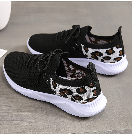 Zapatillas Blancas de Leopardo con Cordones para Mujer Deportes Ver tabla de tallas en "más detalles"