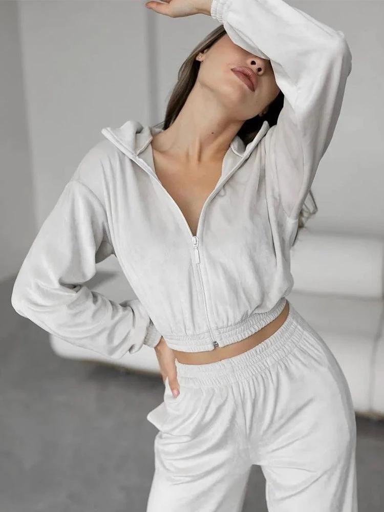 Women's Long-sleeved Lapel Zipper Cardigan Sweater