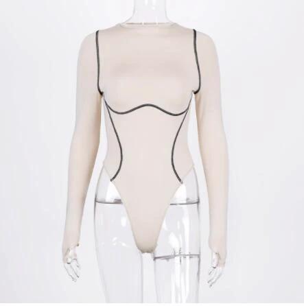 Long sleeve exposed seams bodysuit