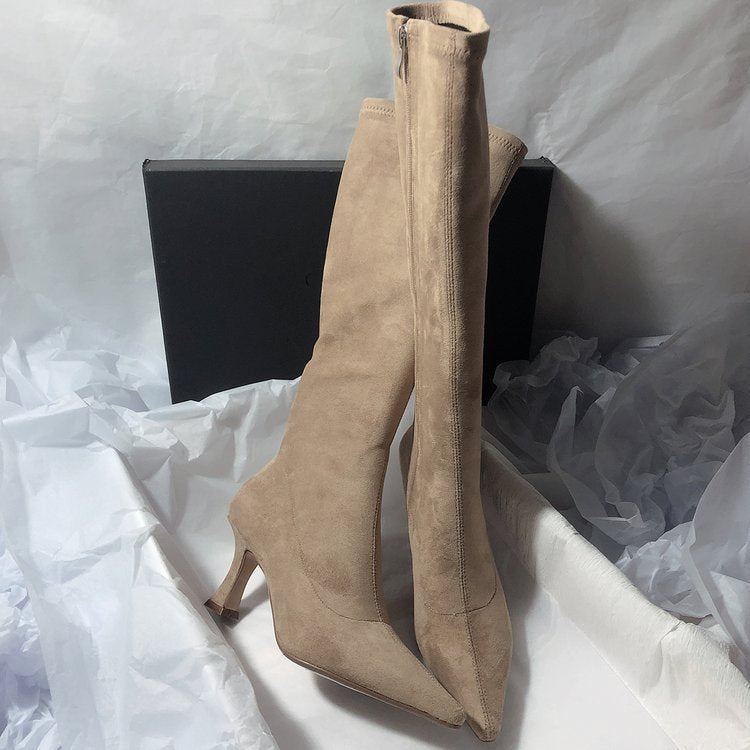 Women's Simple Side Zip High-Heel Boots