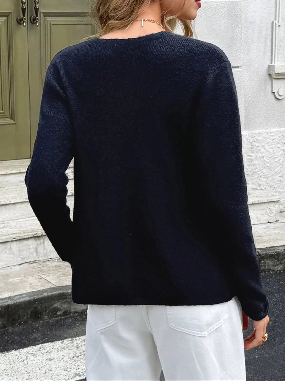 Double-Breasted Knit Cardigan