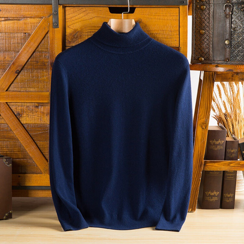 Mens Warm Turtleneck Knit Sweater For Layering