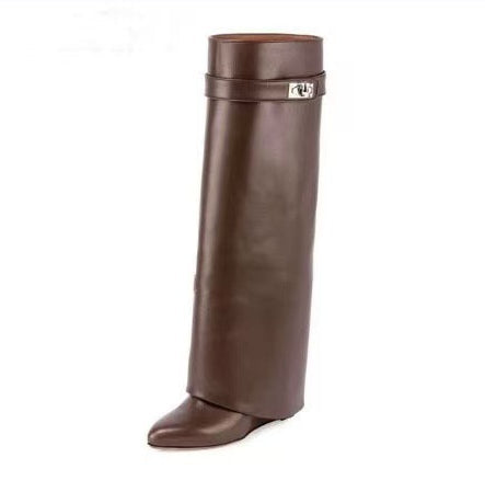 Women's Pointed-Toe Chunky Sole Mid-Calf Boots