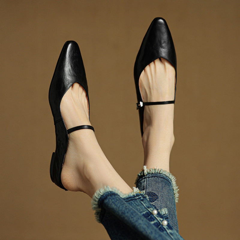 Women's Closed Toe Cowhide Slippers
