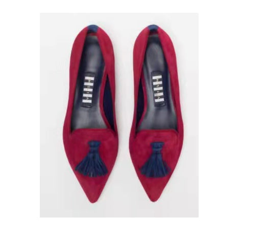 Women's Pointed-Toe Colorblock Tassel Flats