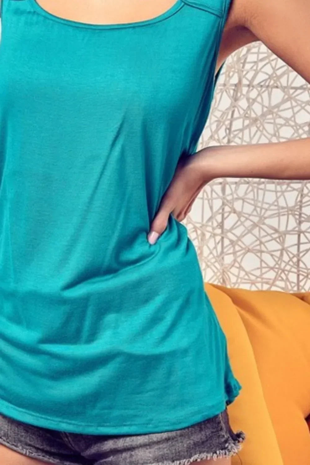 Cut-Out Front Sleeveless Knit Top | Bibi Rayon Span Blend – Bona Fide Fashion