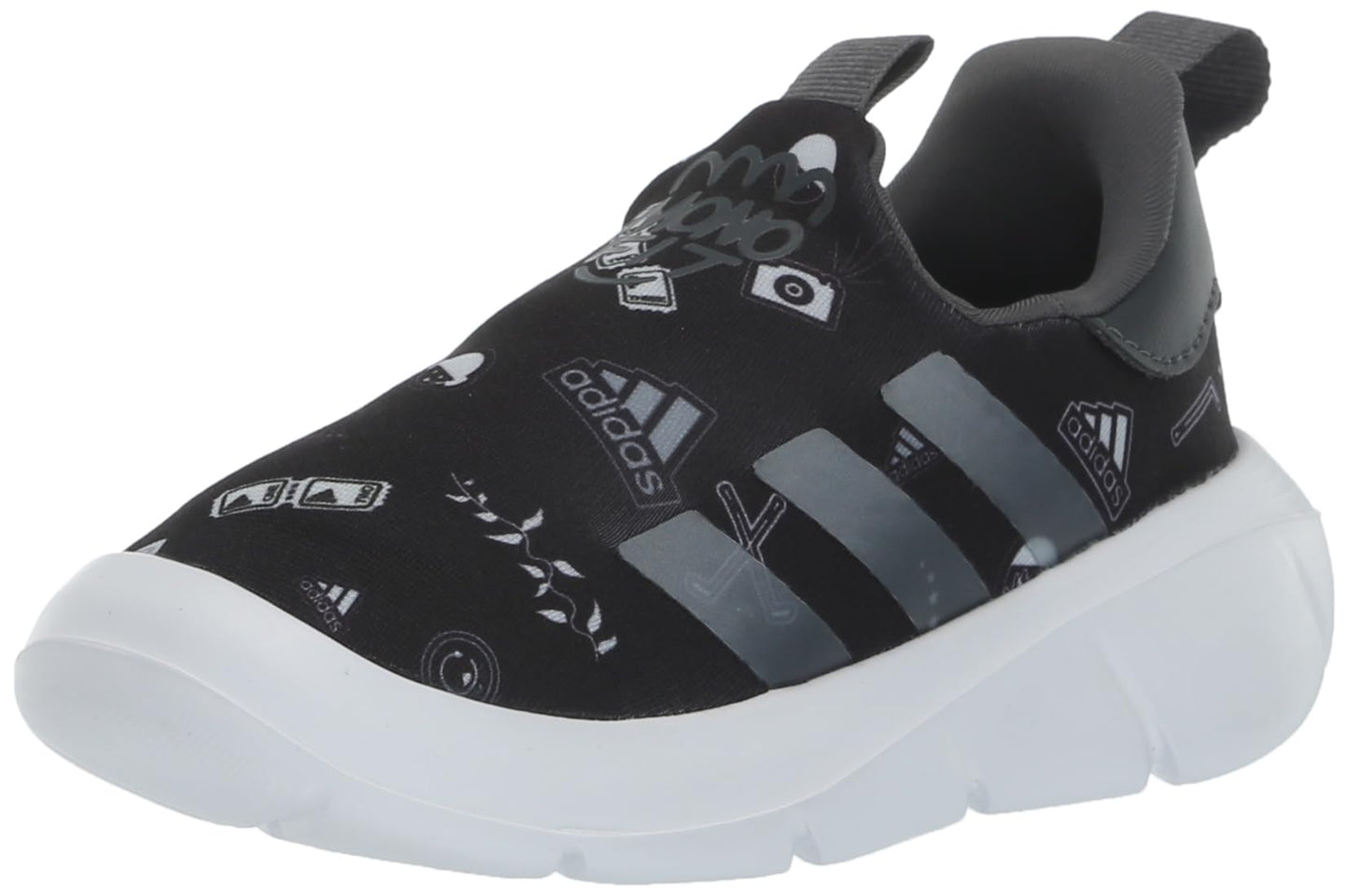 adidas Kids Monofit Sneaker Black/White/Preloved Green 10 US Unisex Toddler