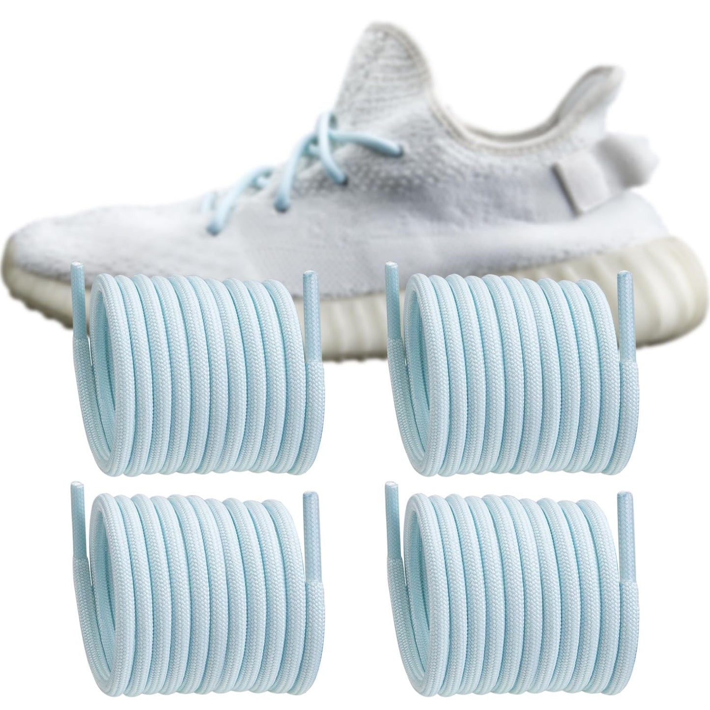 Endoto 2 Pairs Shoelaces Replacement Round Laces for Adidas Yeezy Boost 350 V1/V2 380 500 700 750 950 Sneakers Shoes(Color:Blue TintSize:44Inch)