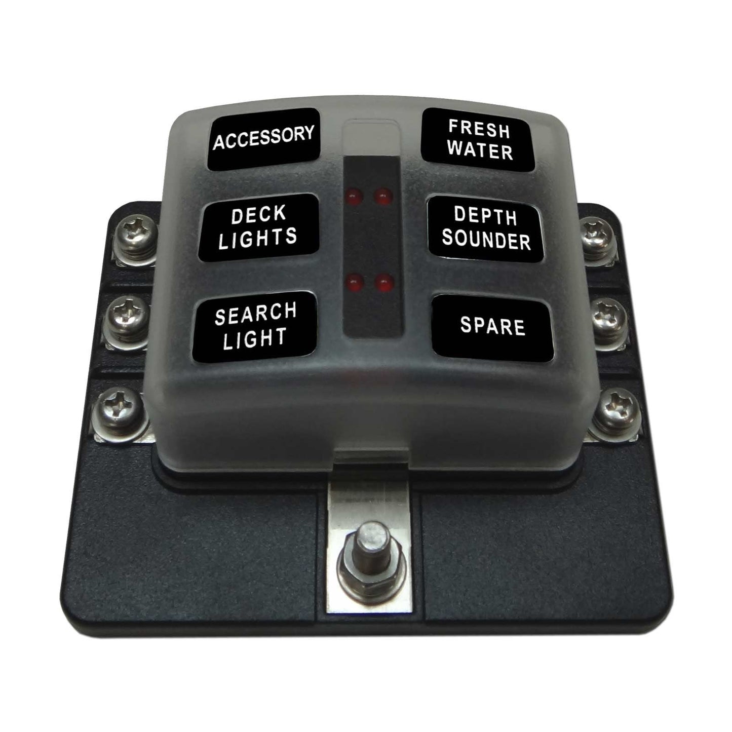 6 Way 12V Circuit Screw Fuse Block - LED Indicators