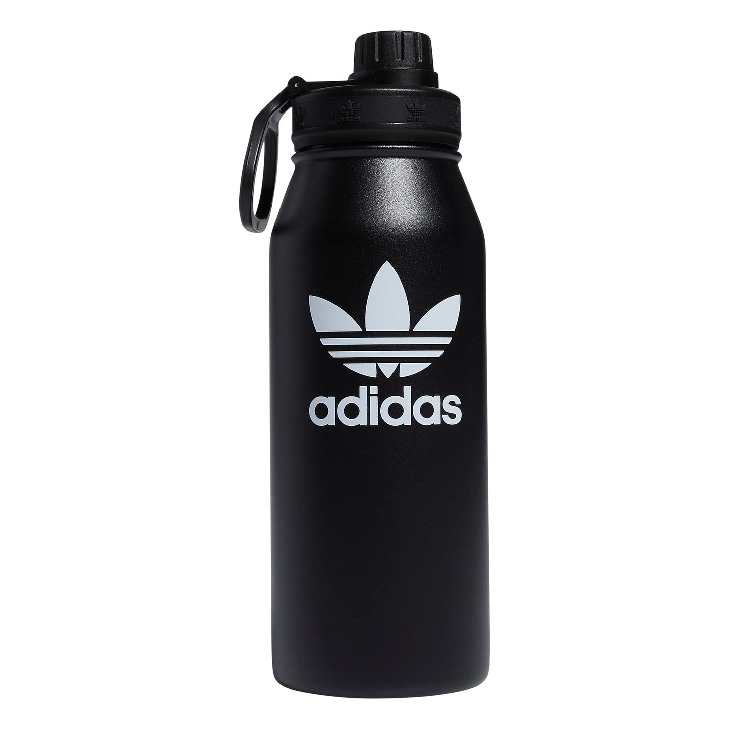 adidas Originals 1 Liter (32 Oz) Metal Water Bottle Hot/Cold Double-Walled Insulated 18/8 Stainless Steel Black/White One Size