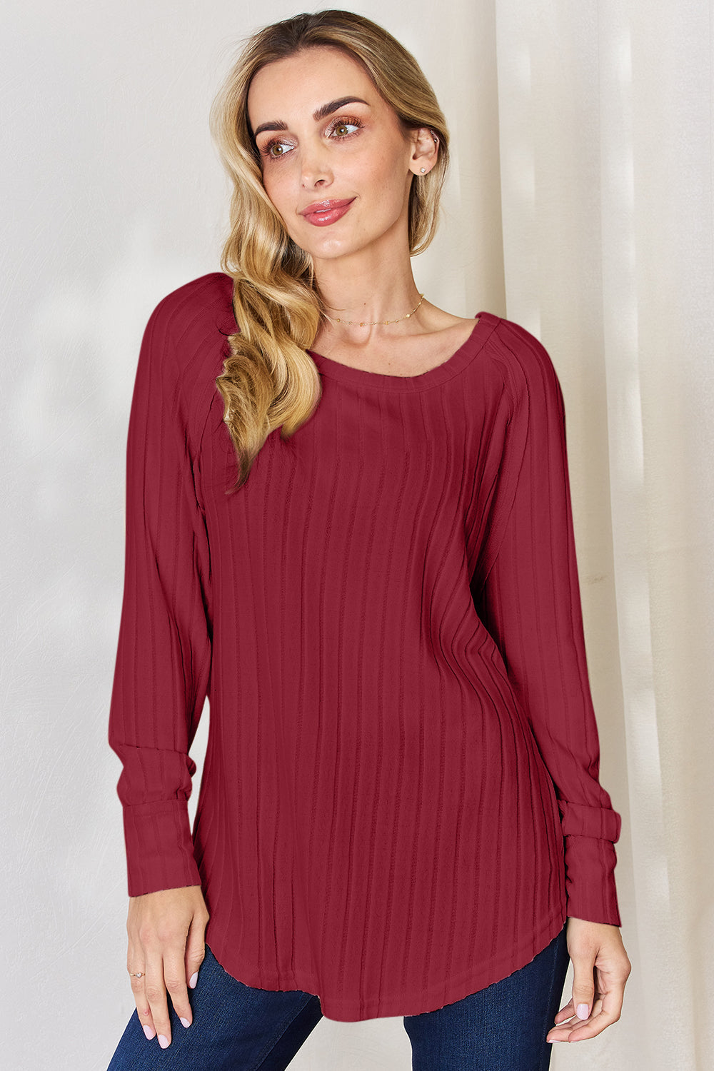 T-Shirts Trendsi TIKTOK - Chic ribbed round neck tee