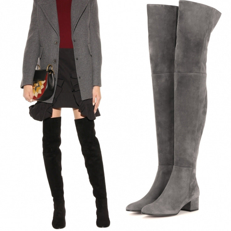 Women's Over-the-Knee Suede Block Heel Boots