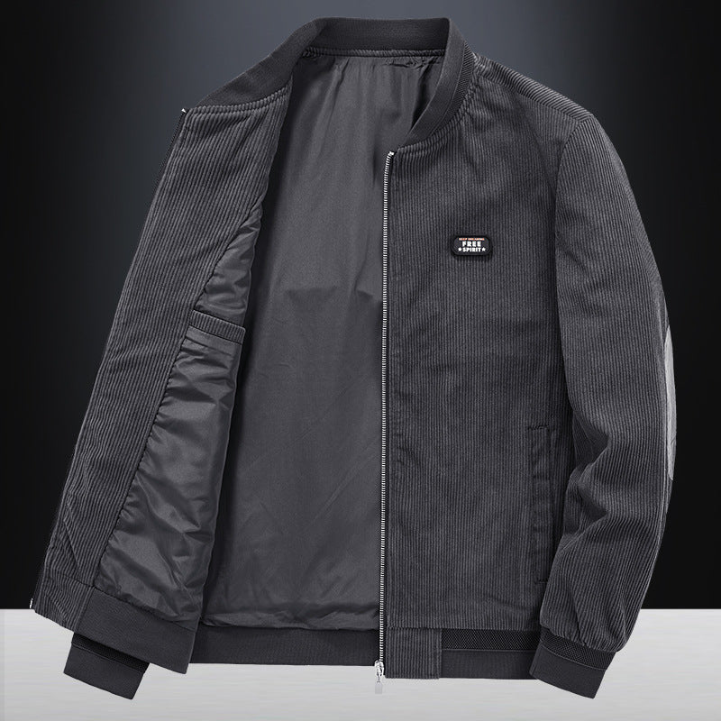 Men's Retro Corduroy Baseball Jacket for Spring & Autumn