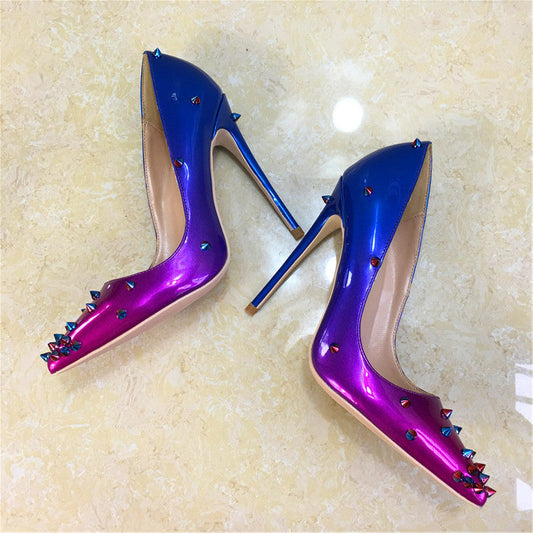 Gradient rivet high heels See size chart under “more details”