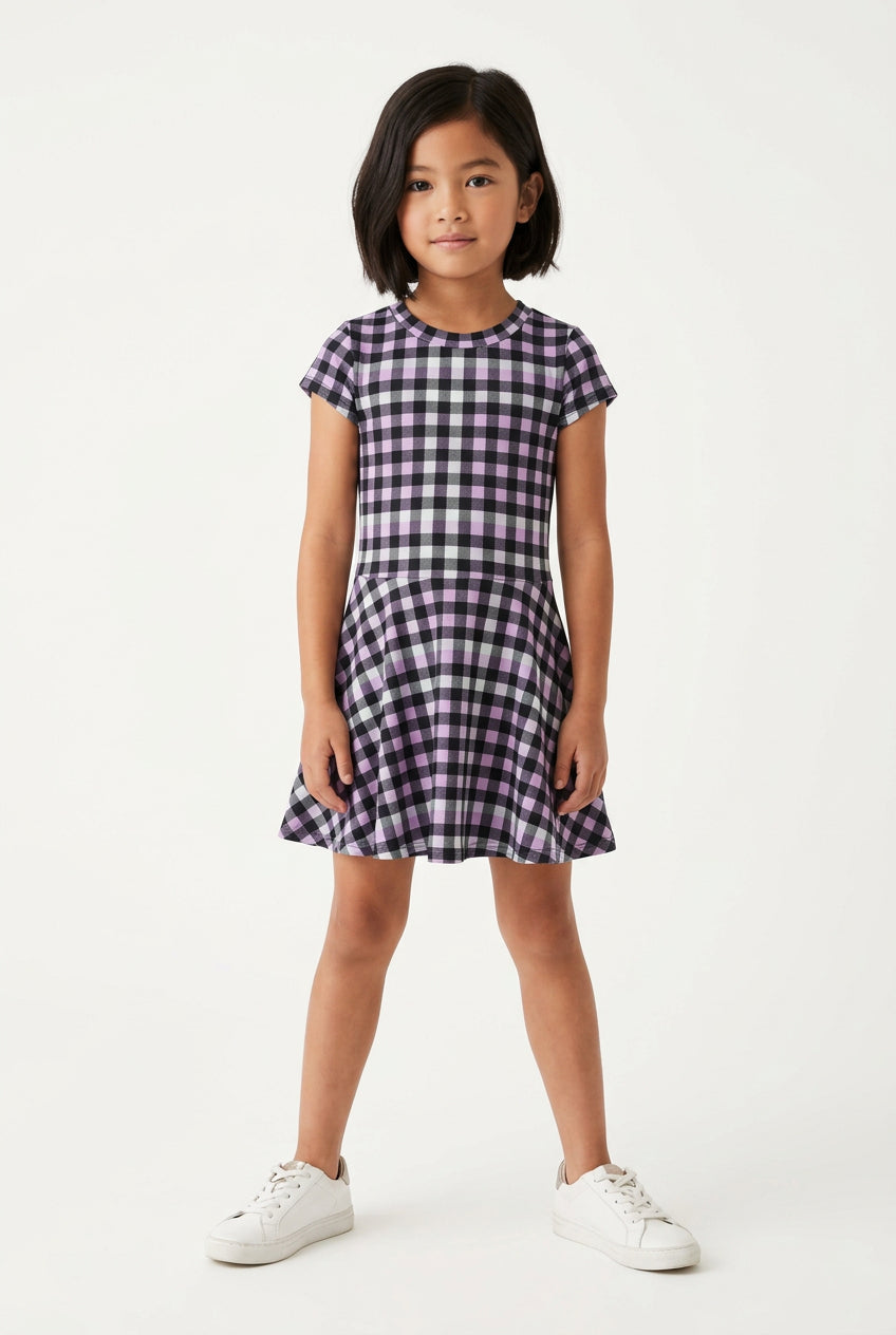 Tweenstyle by Stoopher - Lilac Gingham Skater Dress