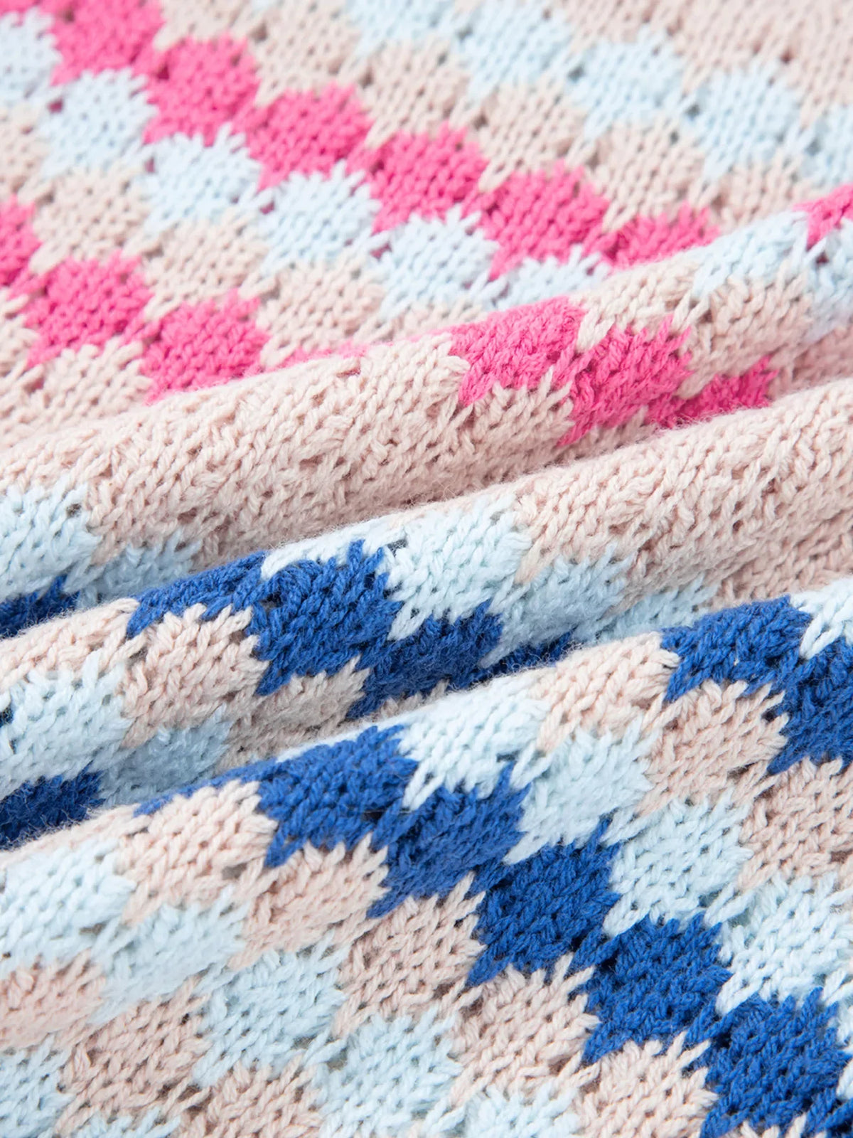Stripe Eyelet Patterned Drop Shoulder Sweater