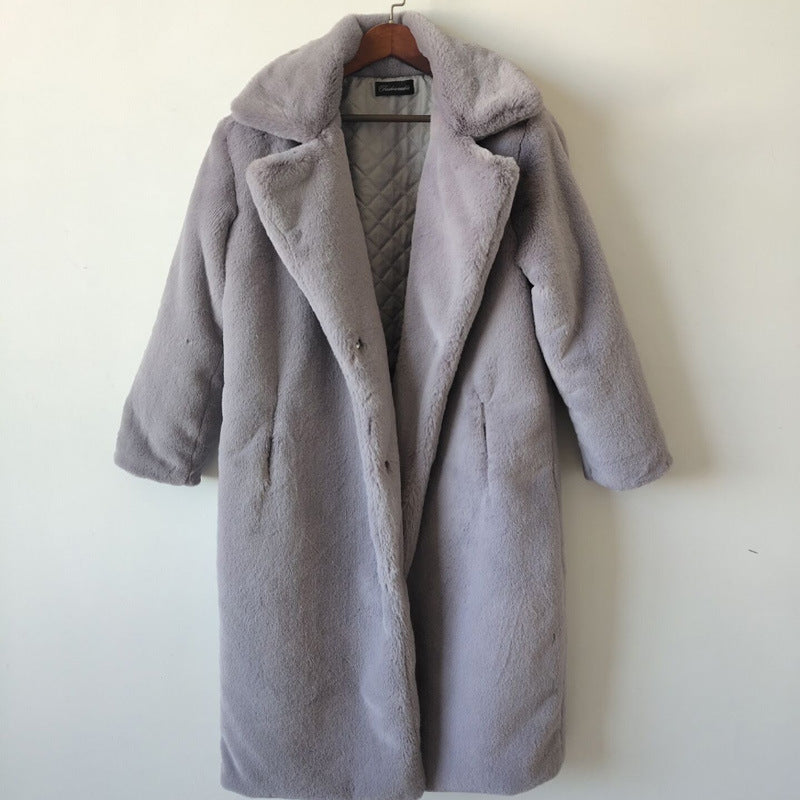 Fashion New High Quality Velvet Fur Long Coat Women
