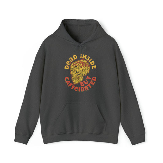 "DirkyThreadz 'Dead Inside But Caffeinated' Hoodie - Bold Coffee Lover's Statement