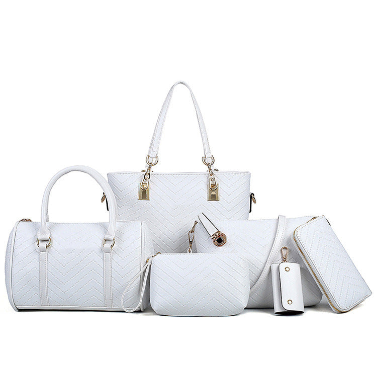 Trendy Embossed Six-Piece Fashionable Mother Bag Set
