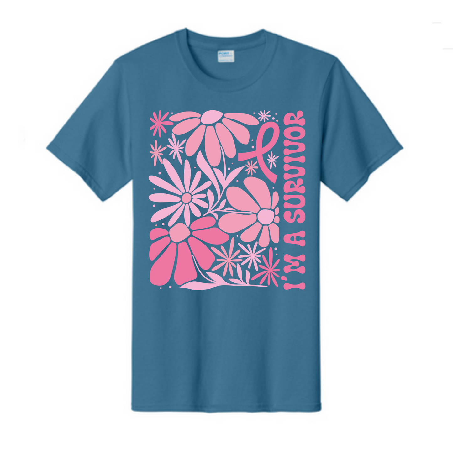 I'm a survivor Breast Cancer Awareness Fundraiser Tshirt PC61 Port & Co™ Essential Tee PUBLIC