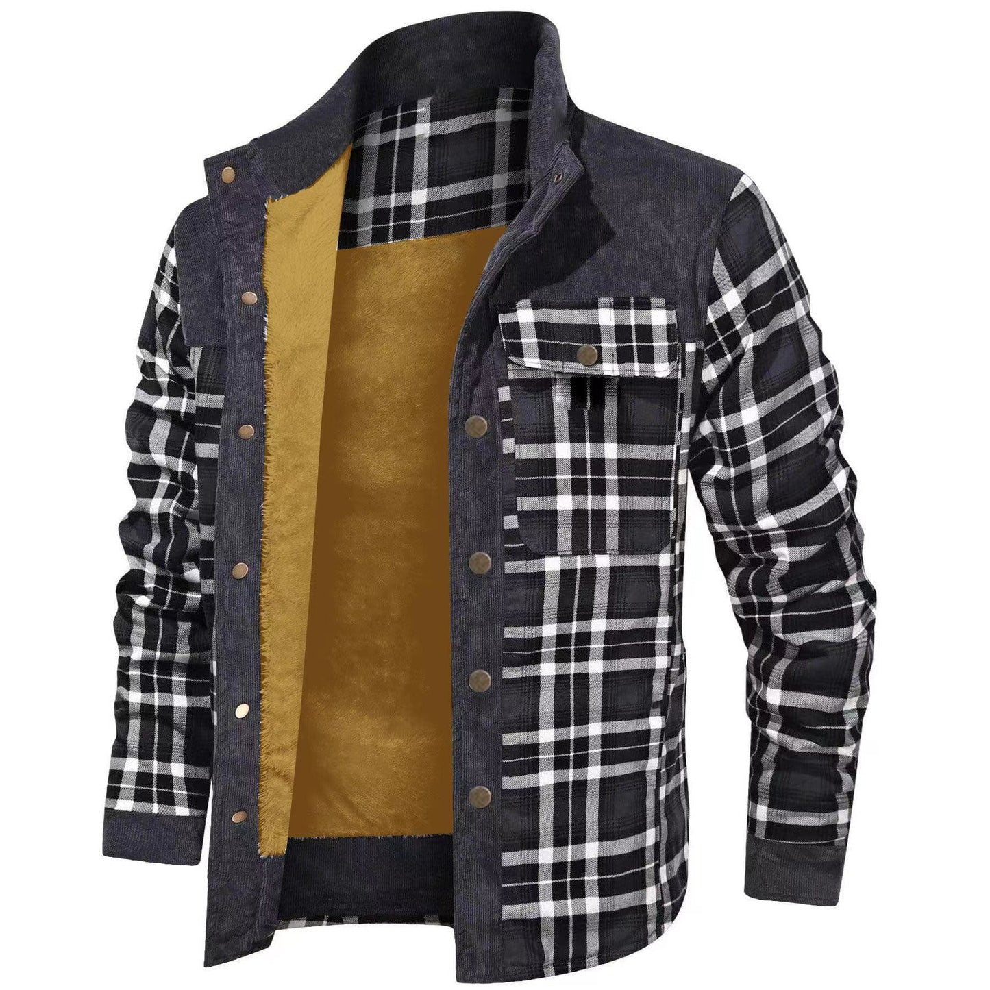 2022 Men's Plus Size Thick Corduroy Plaid Jacket